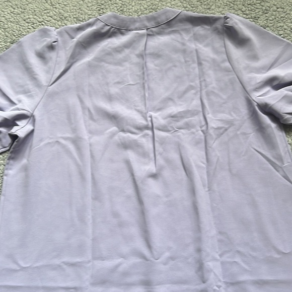 Famulily V Neck Puff Sleeve Solid Loose Fit Casual Summer Flowy Shirt Dress - Picture 10 of 11